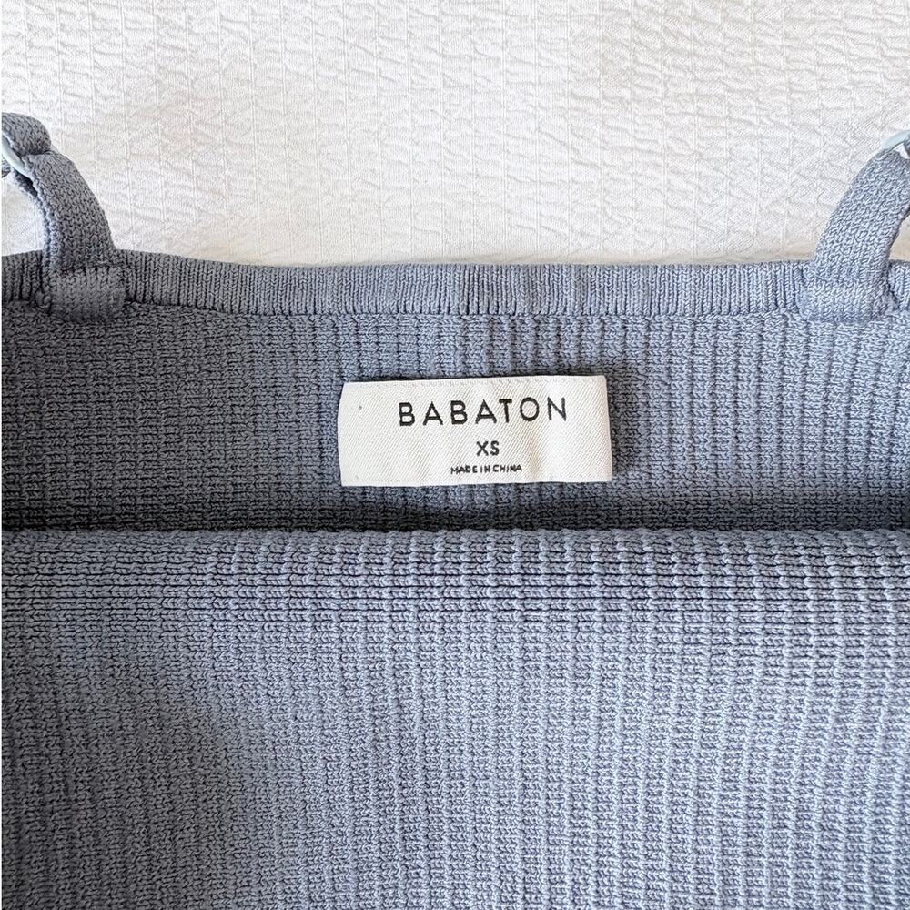 Aritzia Babaton Sculpt Knit Cami Cropped Tank Blue XS NWOT Ribbed Square Neck - Picture 3 of 4